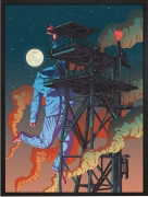 Olivier Bonhomme - Man on the moon - technique mixte, tirage unique sur dibond - 56 x 76 cm